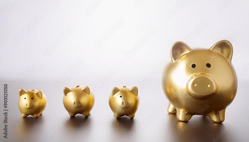 Pig piggy bank of different sizes meaning increase in wealth Pig piggy bank of different sizes meaning increase in wealth