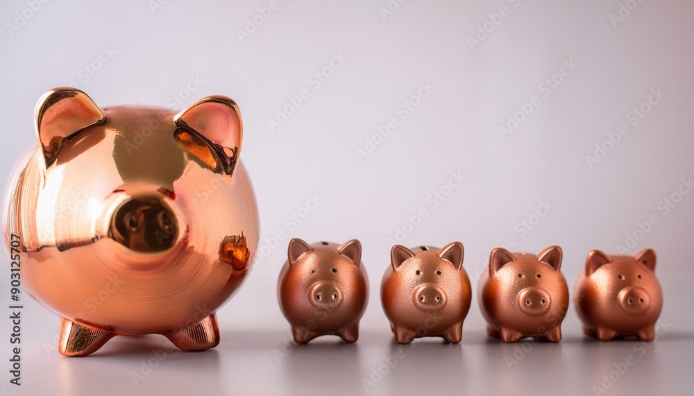 Pig piggy bank of different sizes meaning increase in wealth Pig piggy bank of different sizes meaning increase in wealth