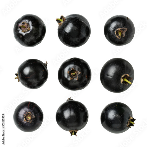 Blackcurrant berries. Isolated on transparent background.