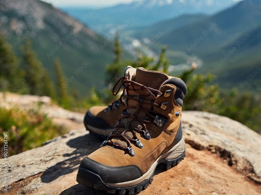 hiking boots in the mountains hiking boots in the mountains