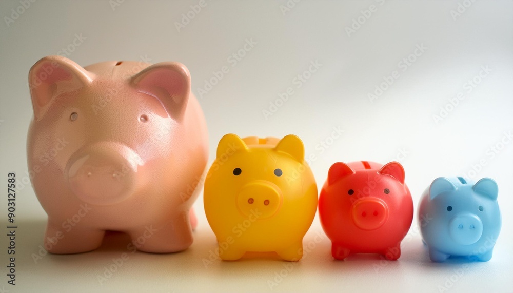 Pig piggy bank of different sizes meaning increase in wealth Pig piggy bank of different sizes meaning increase in wealth