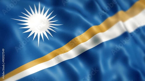 Marshall Islands Flag Animation close-up (Depth Of Field)
