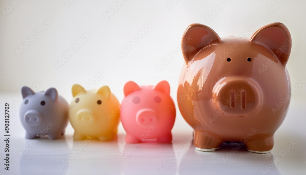 Pig piggy bank of different sizes meaning increase in wealth Pig piggy bank of different sizes meaning increase in wealth