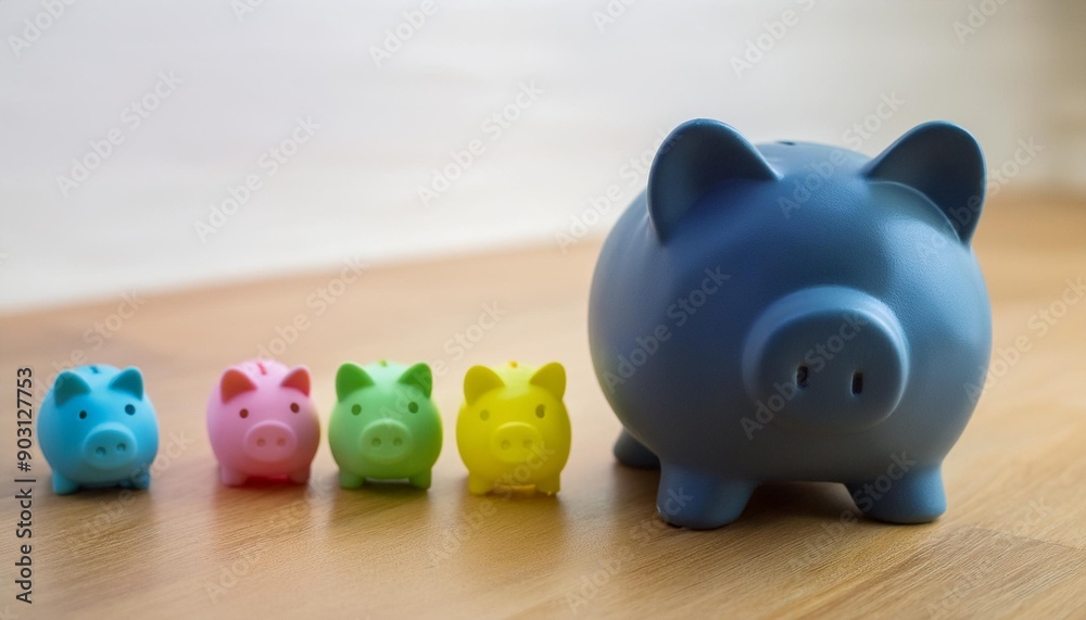 Pig piggy bank of different sizes meaning increase in wealth Pig piggy bank of different sizes meaning increase in wealth