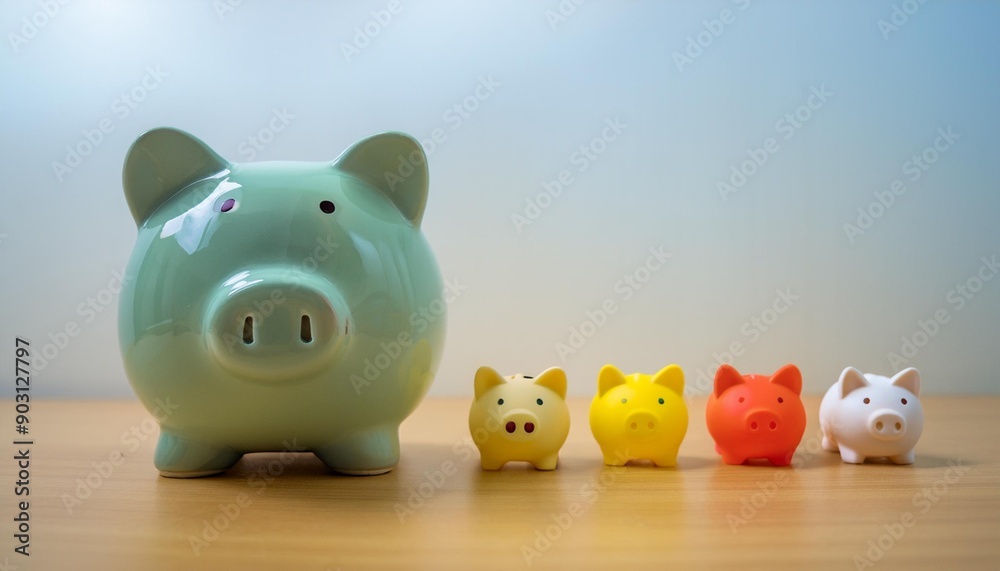 Pig piggy bank of different sizes meaning increase in wealth Pig piggy bank of different sizes meaning increase in wealth