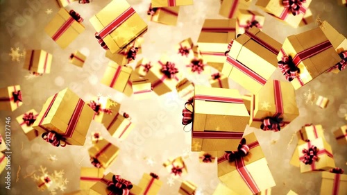 3d render Gift Box Yellow Color Animation (Depth Of field)
