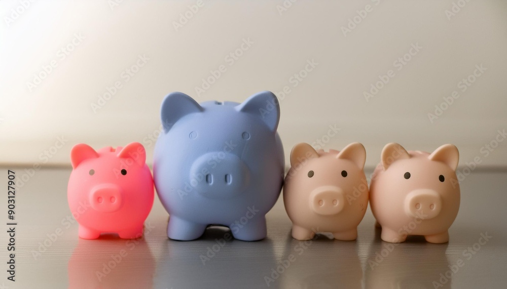 Pig piggy bank of different sizes meaning increase in wealth Pig piggy bank of different sizes meaning increase in wealth