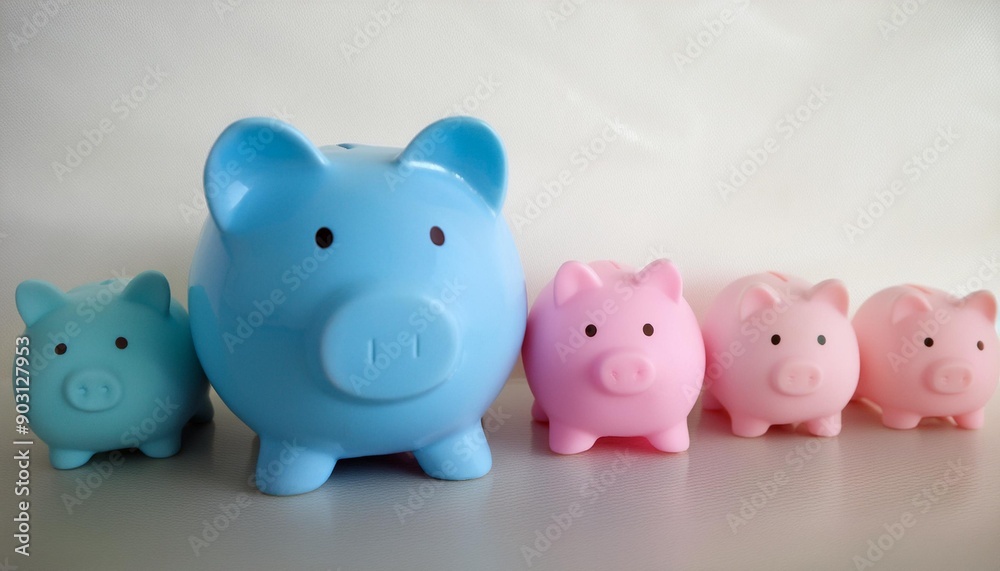 Pig piggy bank of different sizes meaning increase in wealth Pig piggy bank of different sizes meaning increase in wealth