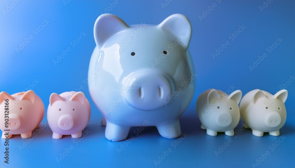 Pig piggy bank of different sizes meaning increase in wealth Pig piggy bank of different sizes meaning increase in wealth
