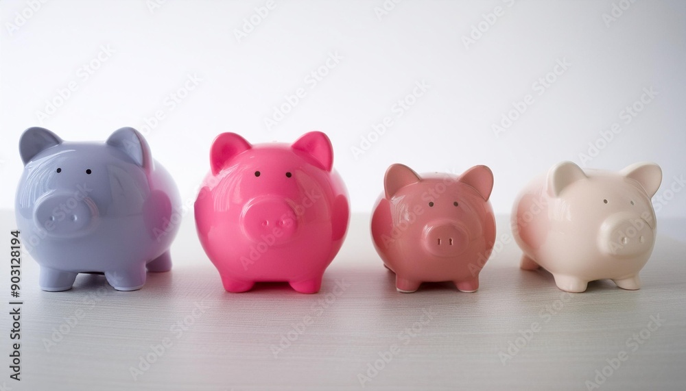 Pig piggy bank of different sizes meaning increase in wealth Pig piggy bank of different sizes meaning increase in wealth