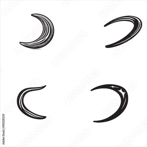 silhouette of clean vector of  Boomerang of white background 