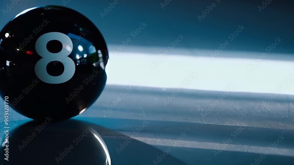 Black eight ball on a pool table