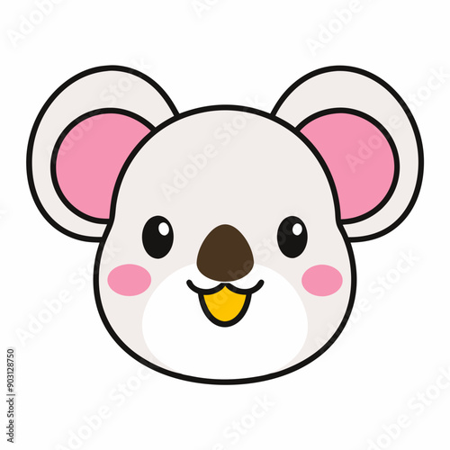 Adorable Koala Face Vector Line Art Illustration in White Background © CreativeDesigns