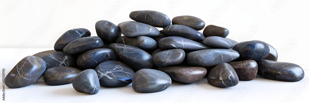 3D render of rocks around the edge. placed on top of each other to form an oval shape with white background and floor 3D render of rocks around the edge. placed on top of each other to form an oval shape with white background and floor