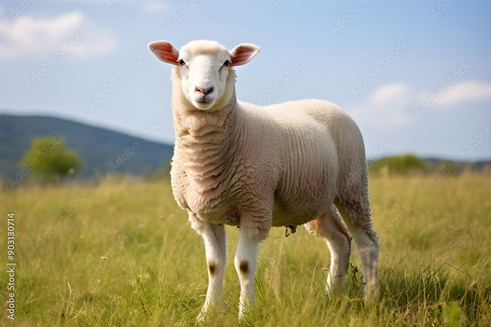 Captivating Portrait of a Grazing Ewe Basking in the Serene Grandeur of the Countryside Captivating Portrait of a Grazing Ewe Basking in the Serene Grandeur of the Countryside