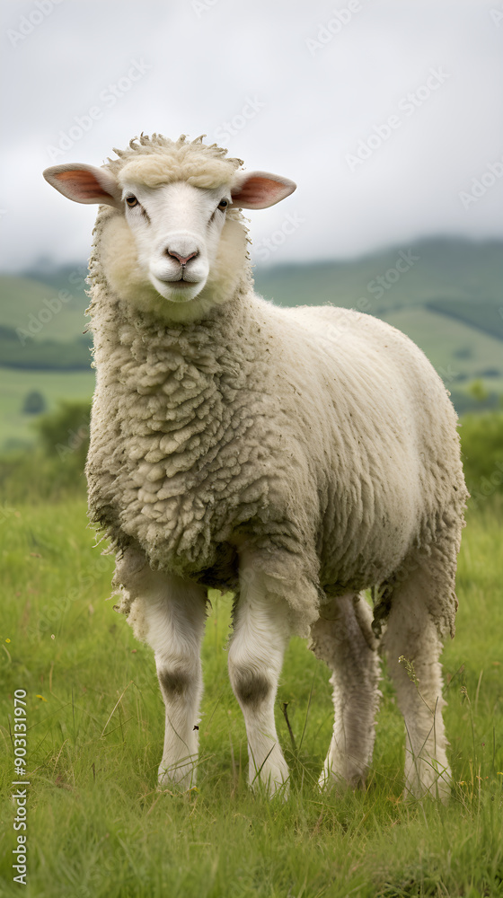 Captivating Portrait of a Grazing Ewe Basking in the Serene Grandeur of the Countryside Captivating Portrait of a Grazing Ewe Basking in the Serene Grandeur of the Countryside