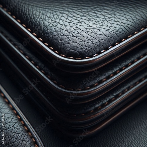 leather, leather wallet, seams, close-up, macro photo