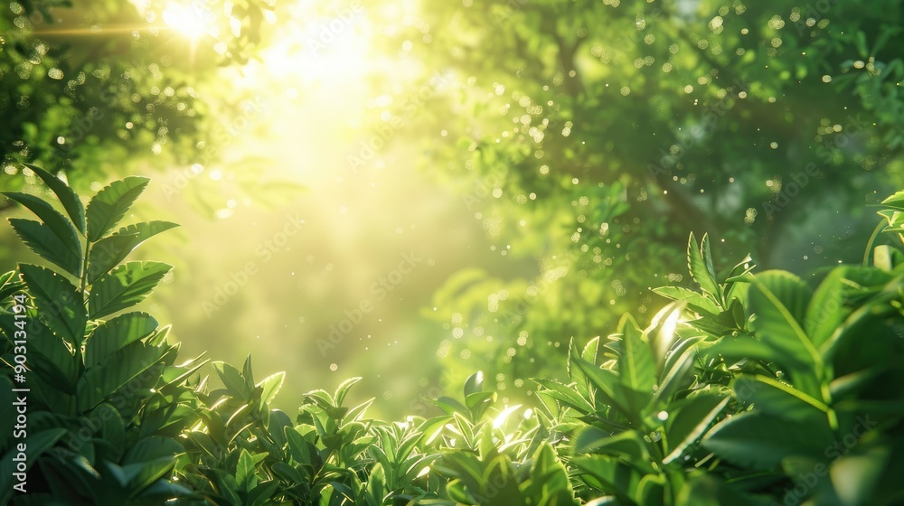 Sunny backdrop featuring forest vegetation Sunny backdrop featuring forest vegetation