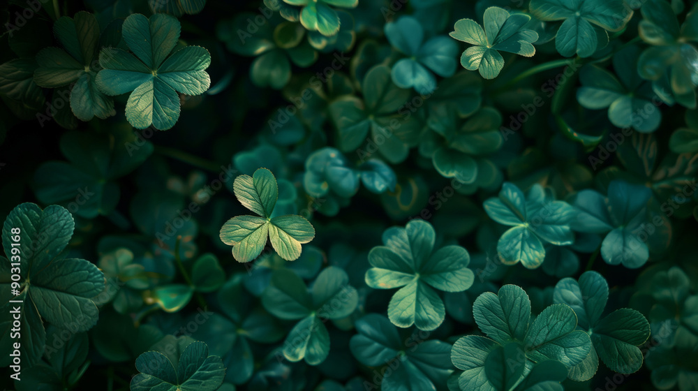 Close-up of a green clover with heart-shaped petals in the sunlight. Close-up of a green clover with heart-shaped petals in the sunlight.