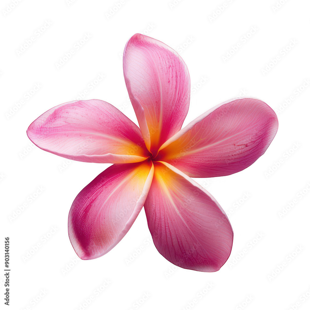 Close-Up of Exotic Pink and Yellow Flower with White Petals Isolated on White Background Close-Up of Exotic Pink and Yellow Flower with White Petals Isolated on White Background
