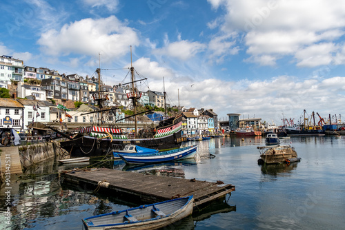 A view across the harbour in the seaside town of Brixham in the English Riviera