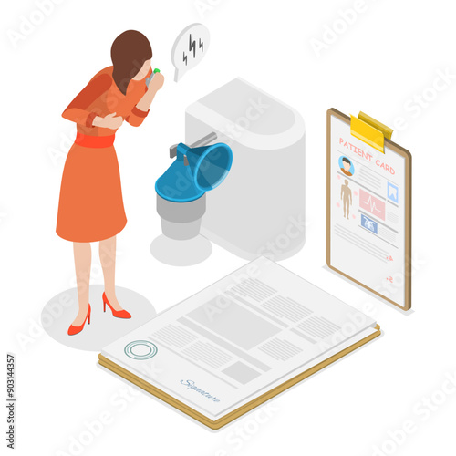 3D Isometric Flat Vector Illustration of Asthma, Lungs Healthcare. Item 1