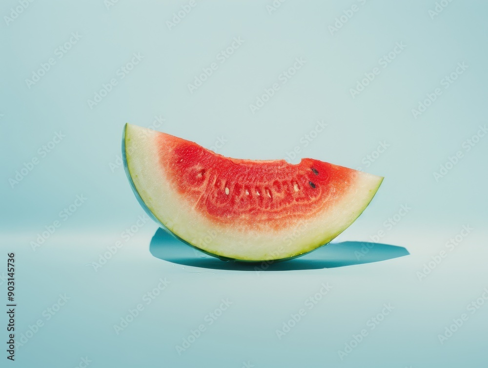 Fresh Watermelon Slice on Blue Background. Food Fresh Watermelon Slice on Blue Background. Food