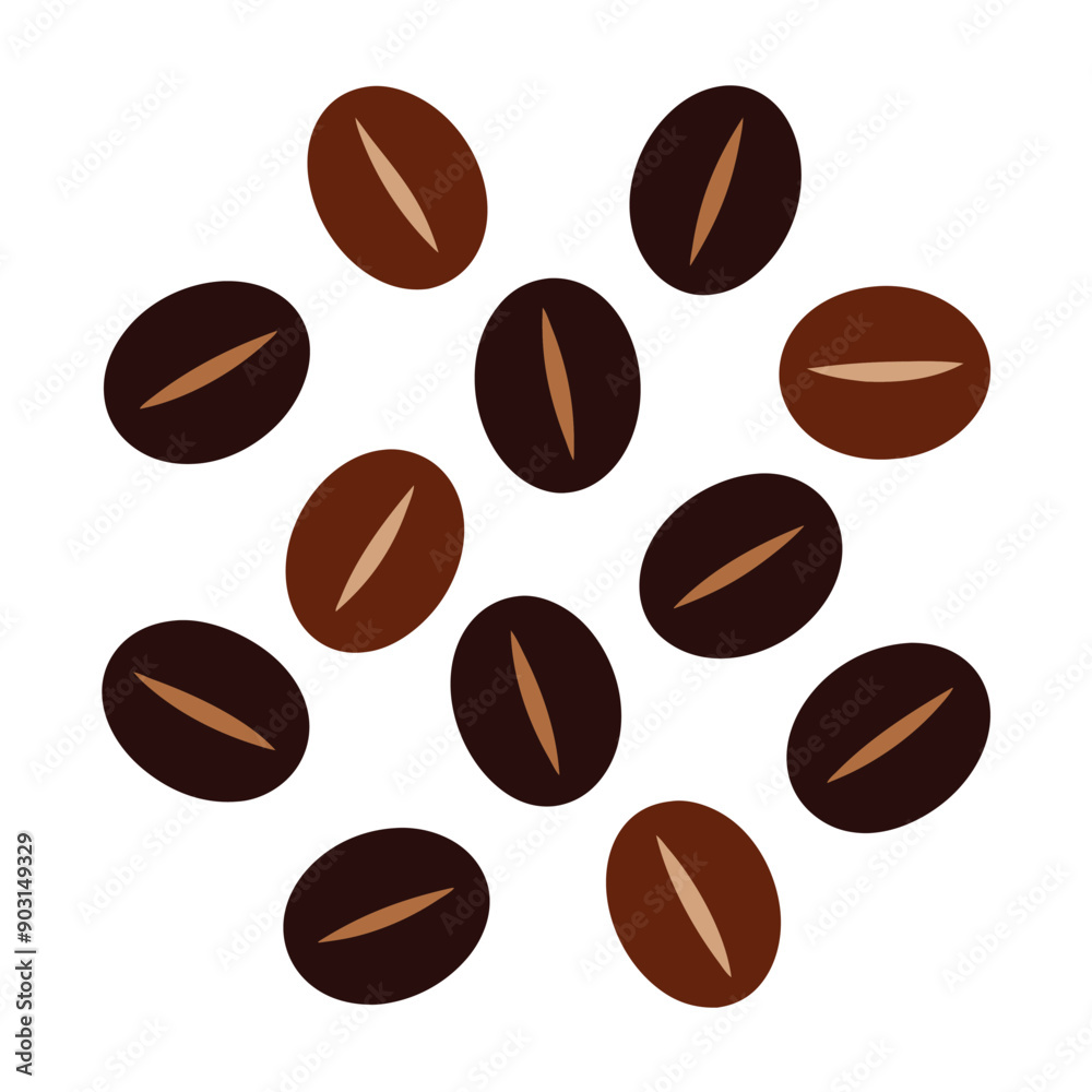 Fototapeta premium Piles of Coffee Beans Vector Illustration.