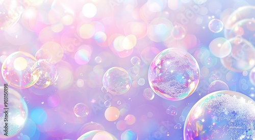 Colourful pastel bubble background © LELISAT