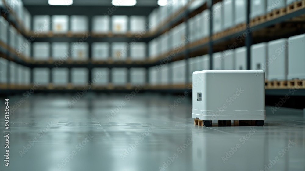A warehouse with advanced robotics for sorting packages, high resolution, with copy space, high-resolution photo, realistic photo A warehouse with advanced robotics for sorting packages, high resolution, with copy space, high-resolution photo, realistic photo