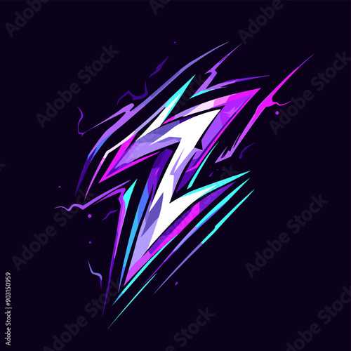 Lightning vector mascot logo design with modern illustration concept style for badge, emblem and tshirt printing. Lightning sticker. Lightning illustration for sport and esport team logotype