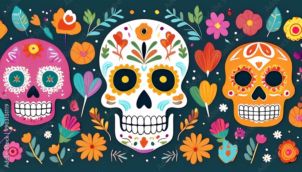 The day of the Dead clipart, isolated vector illustration. The day of the Dead clipart, isolated vector illustration.
