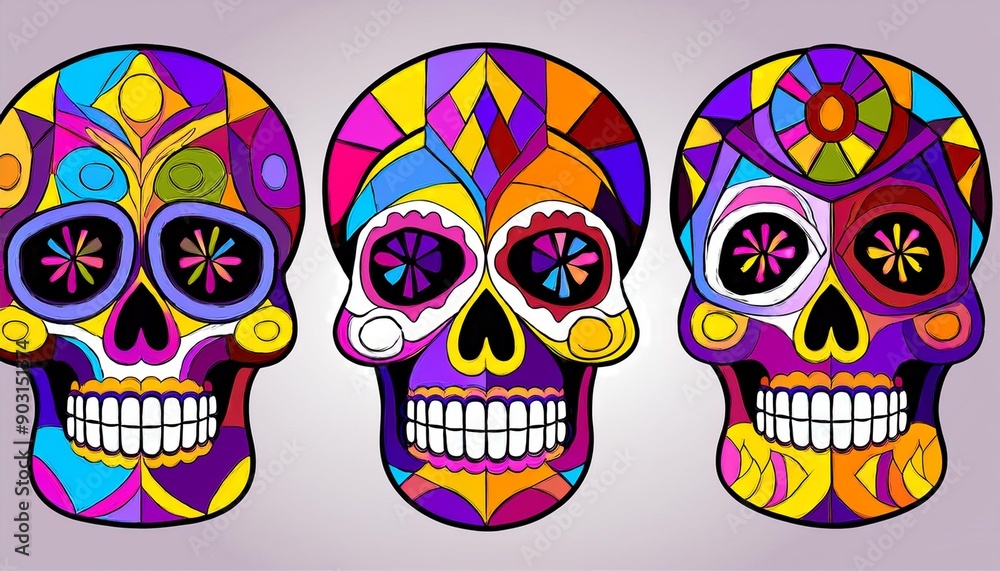 The day of the Dead clipart, isolated vector illustration. The day of the Dead clipart, isolated vector illustration.