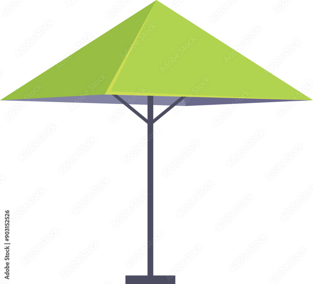 Green beach umbrella protecting from sunlight on a hot summer day Green beach umbrella protecting from sunlight on a hot summer day