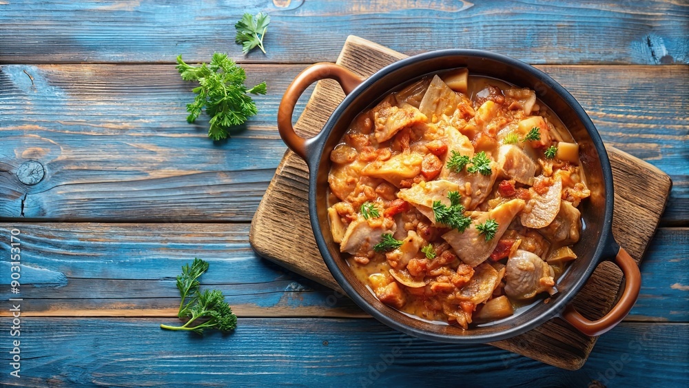 Trippa alla romana, traditional roman-style tripe, Italian food Trippa alla romana, traditional roman-style tripe, Italian food