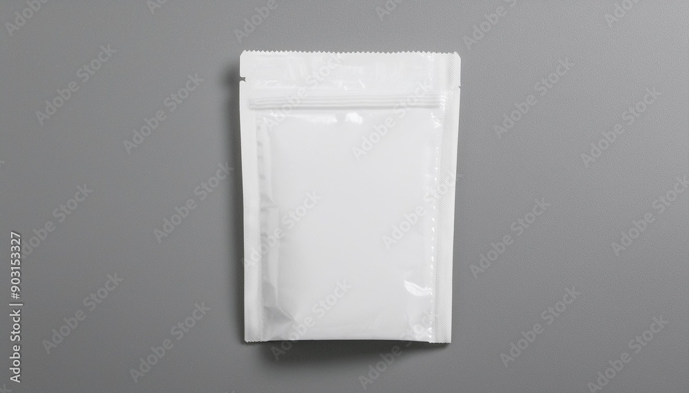 White ziplock packaging bag mockup isolated on grey background White ziplock packaging bag mockup isolated on grey background