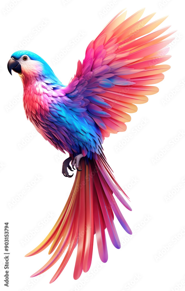 Fototapeta premium PNG A parrot icon iridescent animal bird white background.