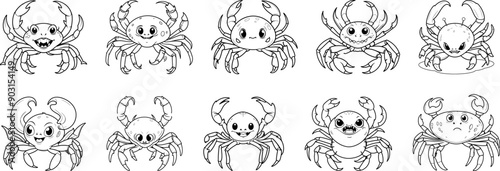 Vampire Crab hand drawing coloring page and outline vector design
