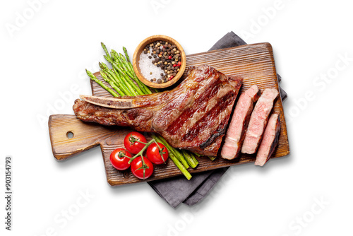 Wallpaper Mural Medium rare grilled Tomahawk beef steak with asparagus Torontodigital.ca