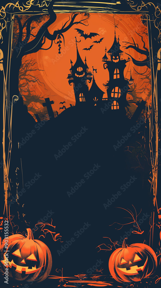 Halloween post card background frame image Halloween post card background frame image