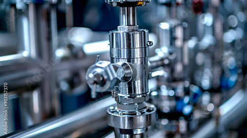 Close-Up View of a Polished Stainless Steel Valve in an Industrial Facility © Hanna