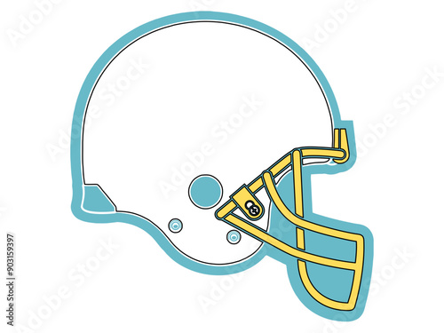 white, light blue and Yellow football player helmet, sport vector graphics, hockey, for websites, greetings, banners, cards,, t-shirt, sweatshirt, prints, cricut, silhouette,	
