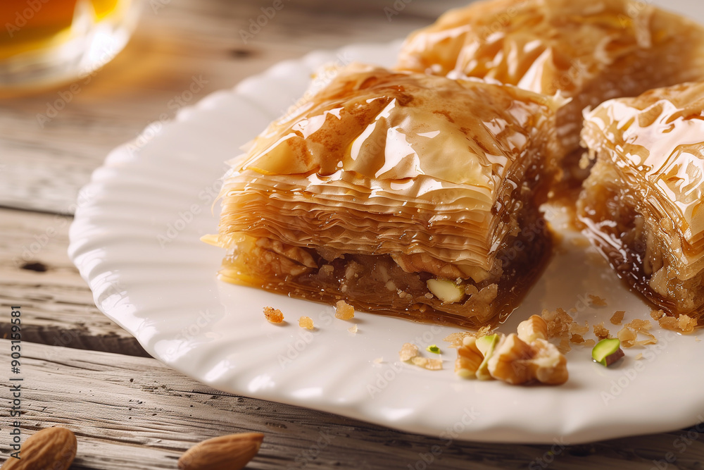 Walnut Baklava. Turkish style walnut baklava presentation. Walnut Baklava. Turkish style walnut baklava presentation.