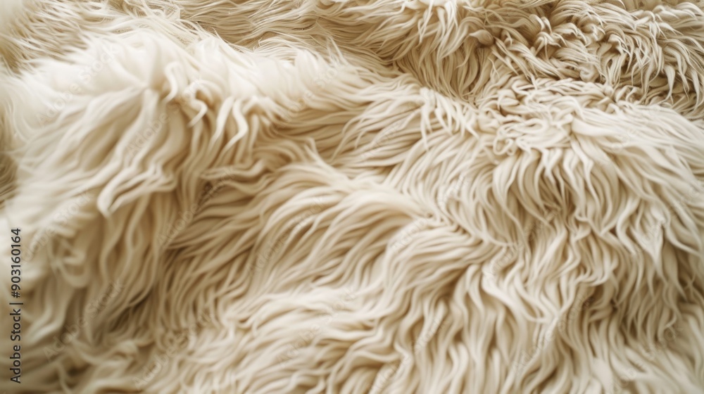 A close-up of beige faux fur showing a soft, fluffy texture. The concept of fabric and textile texture. A close-up of beige faux fur showing a soft, fluffy texture. The concept of fabric and textile texture.