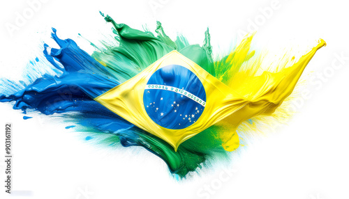 Brazil Flag Paint Splash: Colorful Explosion for Celebration