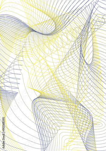An intriguing abstract composition captures the essence of movement with its graphical waves. Fluid lines flow and interweave, creating a dance of form and color.