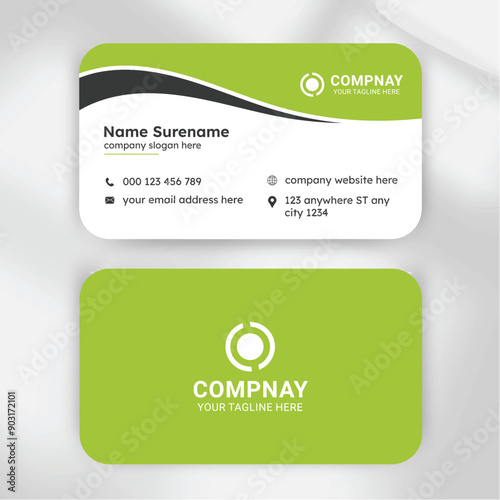 Modern Carve Digital Soft Green Business Card: Trending, Stylish, and Unique Flat green visiting card design Template