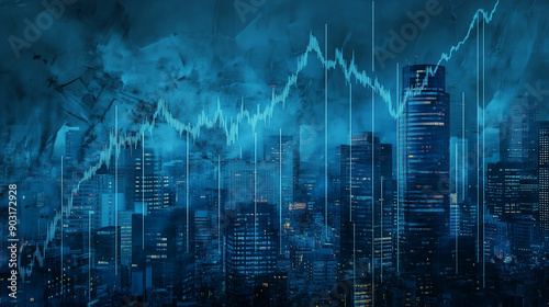 city illustration with charts