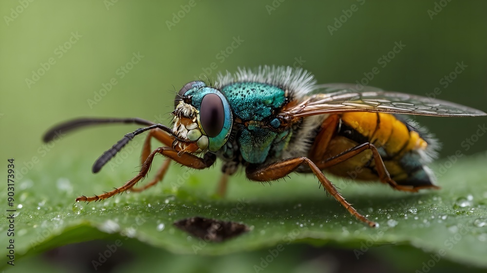 Fototapeta premium Dragonfly hovering above tranquil water lilies