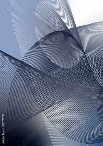 An intriguing abstract composition captures the essence of movement with its graphical waves. Fluid lines flow and interweave, creating a dance of form and color.